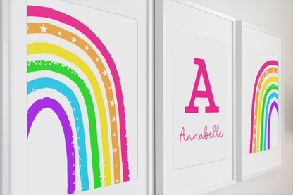 Nursery Wall Art Set - Digital Collection of 3 Prints - Bright rainbow