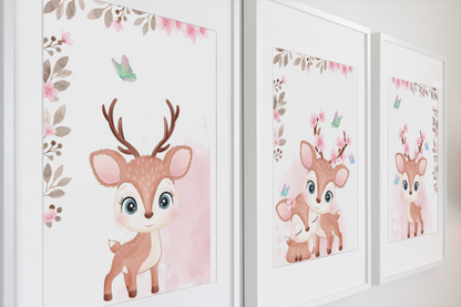 Nursery Wall Art Set - Digital Collection of 3 Prints - Deer