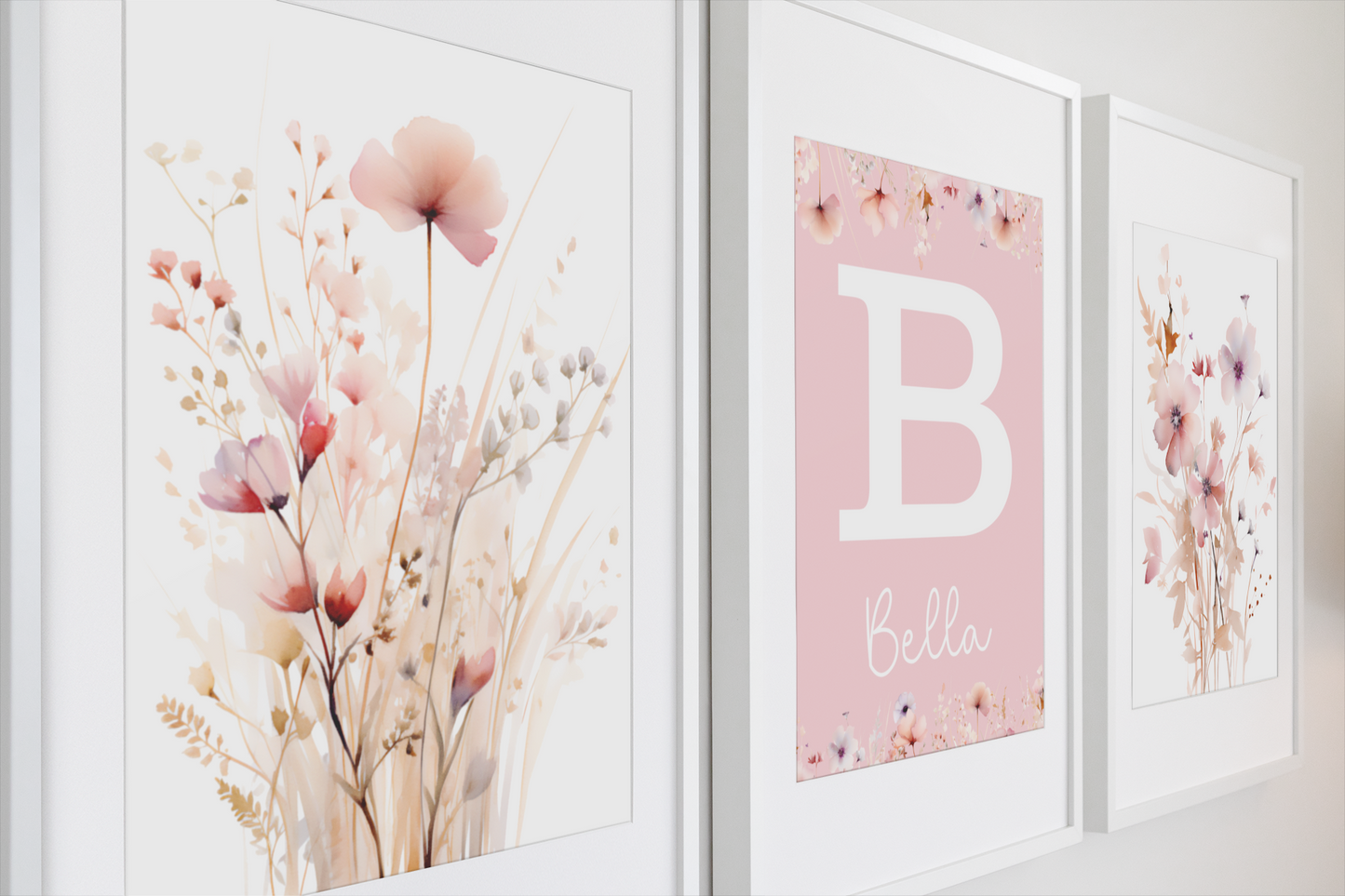 Nursery Wall Art Set - Digital Collection of 3 Prints - Wildflowers