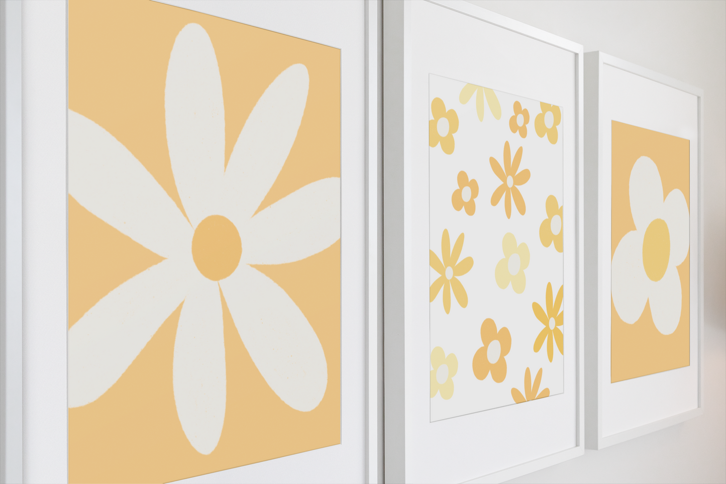 Nursery Wall Art Set - Digital Collection of 3 Prints - Orange Daisy 2