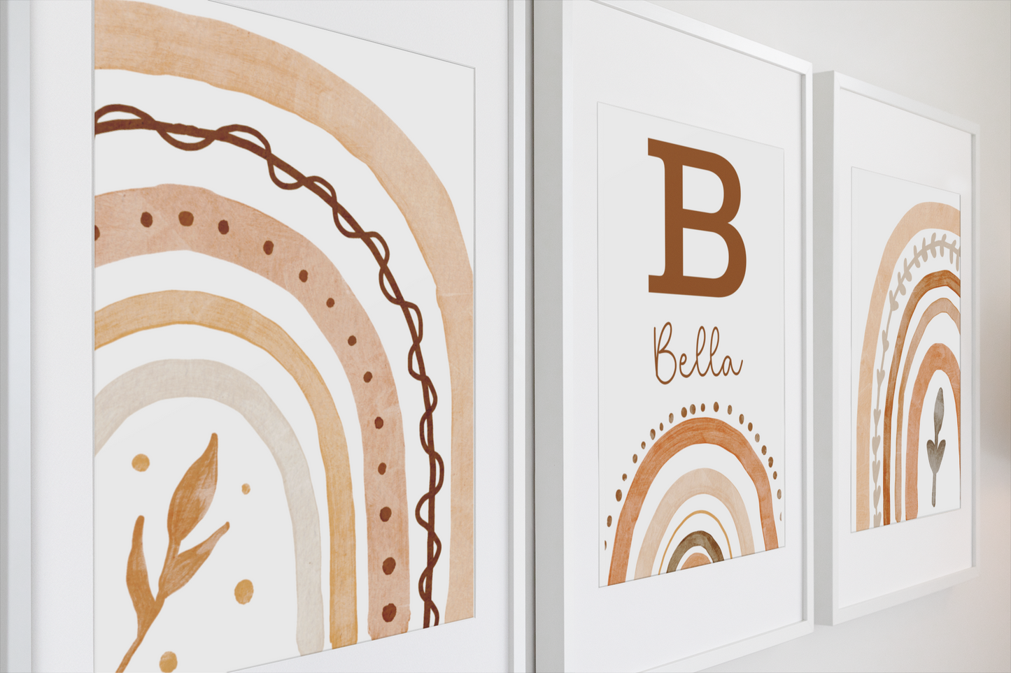 Nursery Wall Art Set - Digital Collection of 3 Prints - Boho rainbows